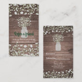 Gipskraut Blume Rustikales Holz Erhalten Sie einen Empfehlungskarte (Vorne/Hinten)