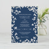 Gipskraut Blume Wreath Rustikale Landhochzeit Einladung (Stehend Vorderseite)