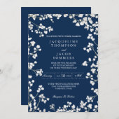 Gipskraut Blume Wreath Rustikale Landhochzeit Einladung (Vorne/Hinten)