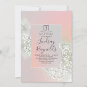 Gipskraut Blush Pink Floral Girls Taufe Einladung (Vorderseite)