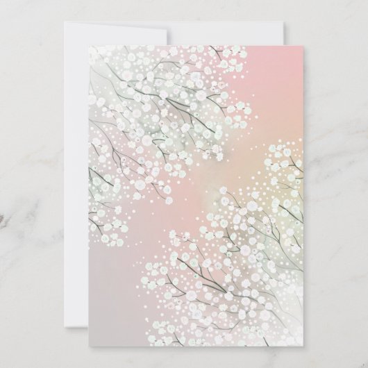 Gipskraut Blush Pink Floral Girls Taufe Einladung (Rückseite)