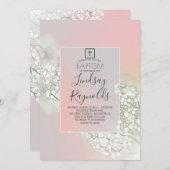 Gipskraut Blush Pink Floral Girls Taufe Einladung (Vorne/Hinten)