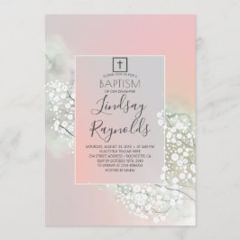 Gipskraut Blush Pink Floral Girls Taufe Einladung