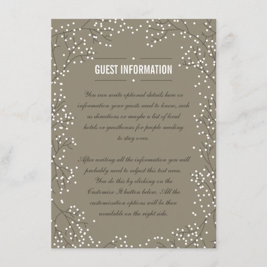 Gipskraut Brown Wedding Card Begleitkarte (Vorderseite)