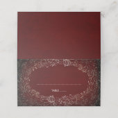 Gipskraut Burgund und Goldkranz-Hochzeit Platzkarte (Außenseite Aufgefaltet)