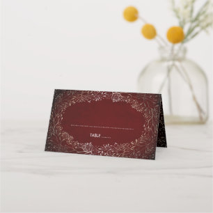 Gipskraut Burgund und Goldkranz-Hochzeit Platzkarte