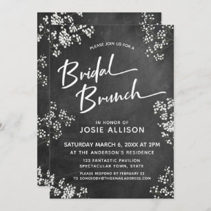 Gipskraut Chalkboard Modern Bridal Brunch Einladung