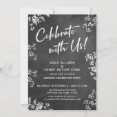 Gipskraut Chalkboard Moderne Feiern mit uns! Einladung (Vorderseite)