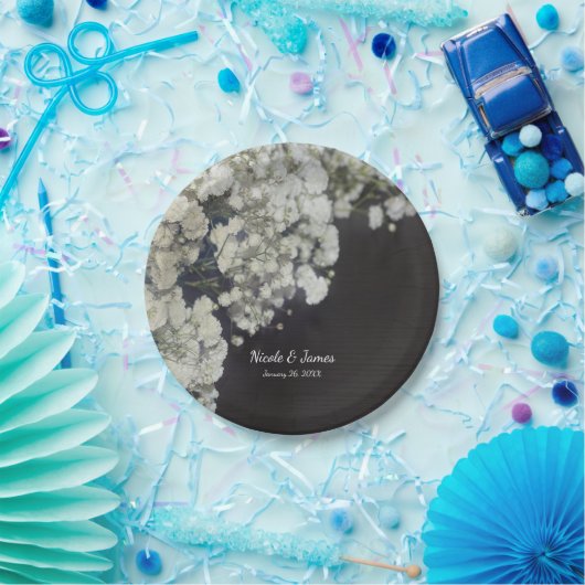 Gipskraut & Dark Wood Elegantes Party Pappteller (Party)