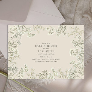 Gipskraut Floral Baby Dusche Einladung
