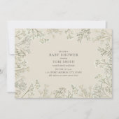Gipskraut Floral Baby Dusche Einladung (Vorderseite)