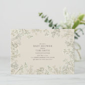 Gipskraut Floral Baby Dusche Einladung (Stehend Vorderseite)