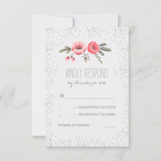 Gipskraut Floral Bouquet Wedding RSVP Cards Karte (Vorderseite)