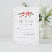 Gipskraut Floral Bouquet Wedding RSVP Cards Karte (Stehend Vorderseite)