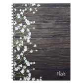 Gipskraut Floral & Dark Rustikales Holz Land Notizblock (Vorderseite)