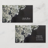 Gipskraut floral & dunkel Rustikales Holz Elegant Visitenkarte (Vorne/Hinten)