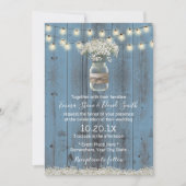 Gipskraut Floral Dusty Blue Rustic Wedding Einladung (Vorderseite)