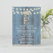 Gipskraut Floral Dusty Blue Rustic Wedding Einladung (Stehend Vorderseite)