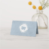 Gipskraut Floral Dusty Blue Wedding Platzkarte (Rückseite)