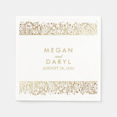 Gipskraut Floral Gold Frame Wedding Serviette (Vorderseite)