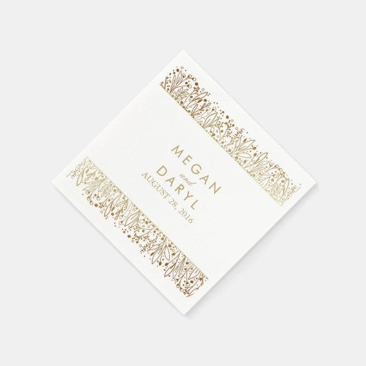 Gipskraut Floral Gold Frame Wedding Serviette (Ecke)