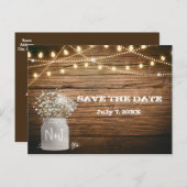 Gipskraut Floral in der rustikalen Mason Jar & Lig Ankündigungspostkarte (Vorne/Hinten)