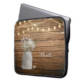 Gipskraut Floral in der rustikalen Mason Jar & Lig Laptopschutzhülle (Vorderseite Links)