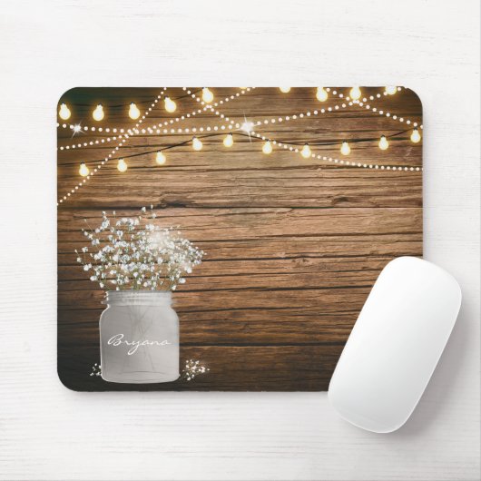 Gipskraut Floral in der rustikalen Mason Jar & Lig Mousepad (Mit Mouse)