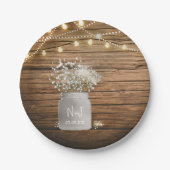 Gipskraut Floral in der rustikalen Mason Jar & Lig Pappteller (Vorderseite)