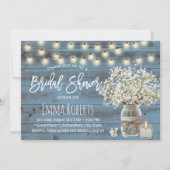 Gipskraut Floral Jar Dusty Blue Brautparty Einladung (Vorderseite)