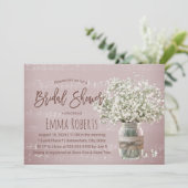 Gipskraut Floral Jar Pink Music Brautparty Einladung (Stehend Vorderseite)