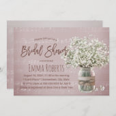 Gipskraut Floral Jar Pink Music Brautparty Einladung (Vorne/Hinten)