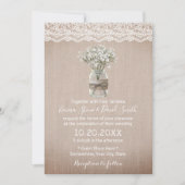 Gipskraut Floral Jar Rustic Burlap Wedding Einladung (Vorderseite)