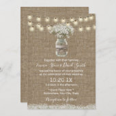 Gipskraut Floral Jar Rustic Burlap Wedding Einladung (Vorne/Hinten)