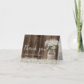 Gipskraut Floral Jar Rustic Wood Vielen Dank Dankeskarte (Vorderseite)
