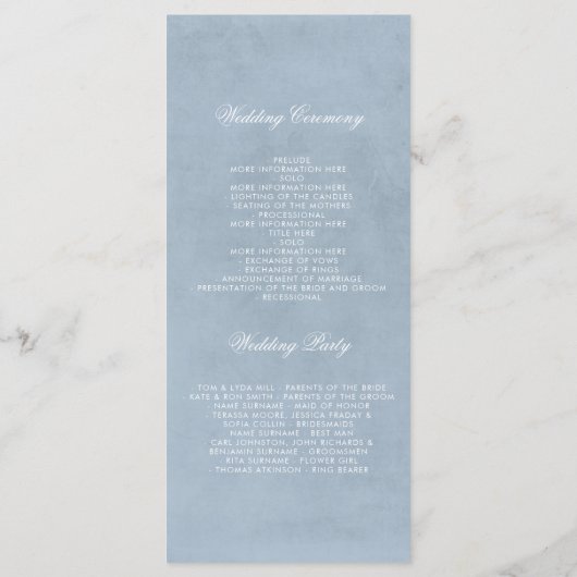 Gipskraut Floral Monogram Dusty Blue Programs Programm (Rückseite)