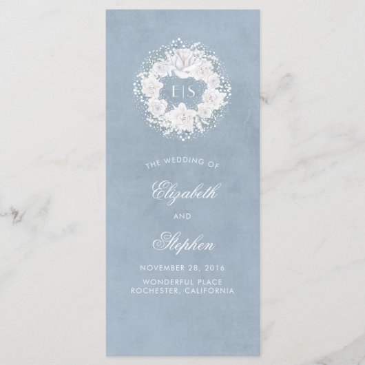 Gipskraut Floral Monogram Dusty Blue Programs Programm (Vorderseite)
