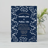 Gipskraut Floral Navy Blue Gold Foil Hochzeit Folieneinladung (Stehend vorne)