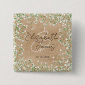 Gipskraut Floral Rustic Boho Bauernhof Hochzeit Button (Vorderseite)