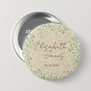 Gipskraut Floral Rustic Boho Bauernhof Hochzeit Button