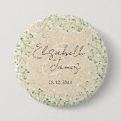 Gipskraut Floral Rustic Boho Bauernhof Hochzeit Button (Vorderseite)