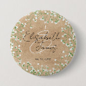 Gipskraut Floral Rustic Boho Bauernhof Hochzeit Button (Vorderseite)