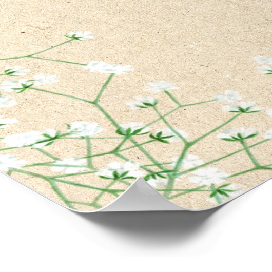 Gipskraut Floral Rustic & Boho Hochzeit Willkommen Poster (Ecke)