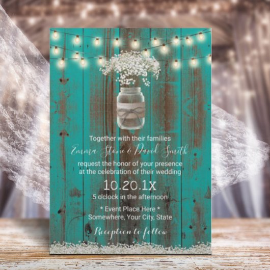 Gipskraut Floral Rustikale Aquamarine Brauerei Hoc Einladung