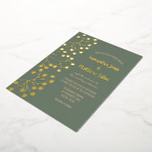 Gipskraut Floral Sage Green Gold Foil Hochzeit Folieneinladung (Gedreht)