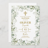 Gipskraut Floral Taufe Einladung (Vorne/Hinten)