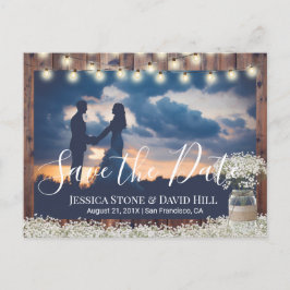 Gipskraut Floral Wedding Foto Save the Date Ankündigungspostkarte