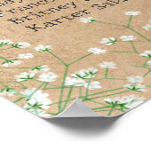 Gipskraut florale rustikale Hochzeitssattelkarte Poster (Ecke)