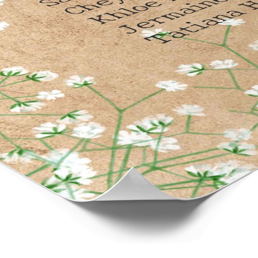 Gipskraut florale rustikale Hochzeitssattelkarte Poster (Ecke)