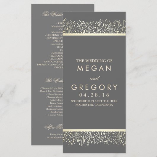 Gipskraut Gold Floral Hochzeitsprogramme Programm (Vorne/Hinten)